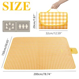Homeily Picnic Blanket, 150 x 200 cm, Extra Large Outdoor Picnic Blankets for 4-6 Adults, Waterproof Foldable Picnic Mat for Travel, Camping, Hiking, Festival, Park Lawn.