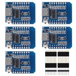 ACEIRMC 5pcs ESP8266 ESP-12 ESP-12F NodeMcu Mini Module for WeMos Lua 4M Bytes WLAN WiFi Internet Development Board Base on ESP8266 ESP-12F for Arduino,Compatible with WeMos Mini (5pcs Type-C)