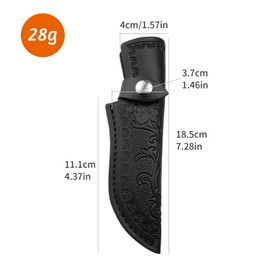 Xeerrfan Leather Knife Sheath for Belt, Genuine Leather Holster for up to 4.3" Fixed Blade Knife, Hunting Knives Holder with Snap Closure (Black)