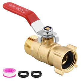 Vtenyeo Garden Hose Shut Off Valve, Full Flow Water Hose Shut-Off Valve, 3/4'' Heavy Duty Garden Hose Ball Valve, Solid Brass Ball Valve Adapter with 360 Degree Rotatable Swivel Joint