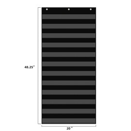 ANCOMEDO 20”W x 48.25”H Classroom Words Pocket Chart with 12 Clear Pockets, Black Standard Pocket Chart for Classroom and Home for Sentence Strips, Reusable Clear Pocket Hanging Words Chart (Black)