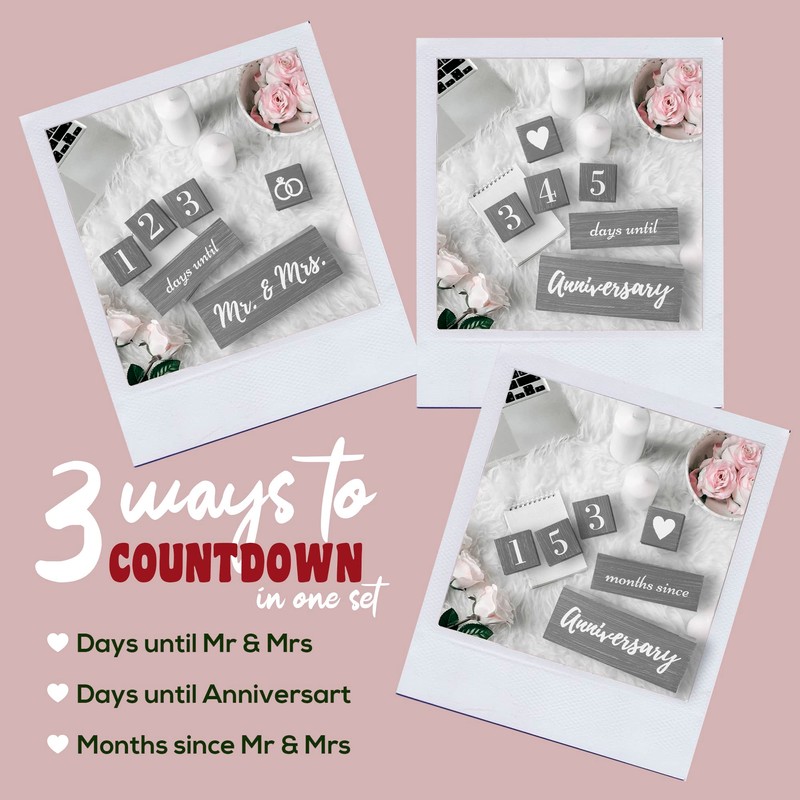 Wedding Countdown Sign - Countdown Calendar Wedding Plaque - Cute