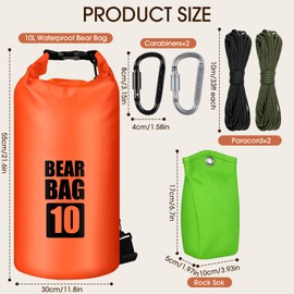 BELCKOS Bear Food Bag Hanging System, Bear Bags for Food Backpacking, Ultralight 10L Waterproof Camping Bear Proof Food Storage Canister Pulley System with Paracord, Carabiner, Throw Bag