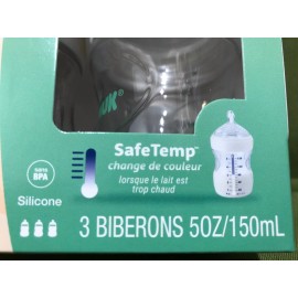 NUK 3 Pack Simply Natural Bottle with SafeTemp 5 oz 0+ Months 3 Bottles NIB