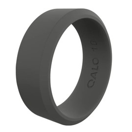 QALO Men & Women's Rubber Silicone Ring, Pela Modern, Rubber Wedding Band for Men & Women, Breathable, Durable Unisex Engagement Silicone Ring, 6.5mm Wide 1.8mm Thick, Shark Skin, Size 10