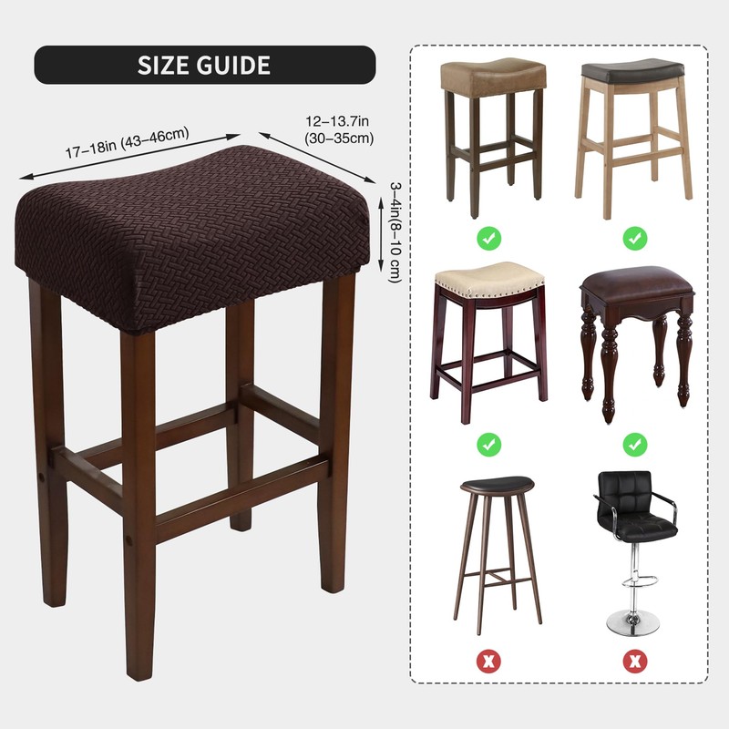 EVOLLER Waterproof Backless Bar Stool Covers Set of 2 Rectangle