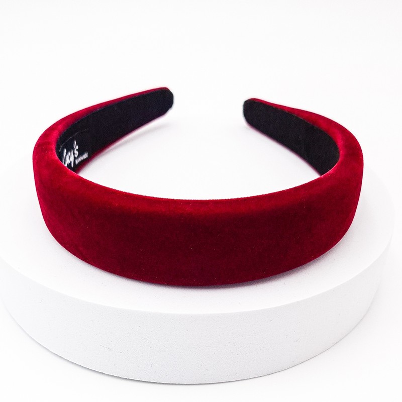 Burnaby Wide Red Velvet Thick Point Hair Band / 버나비