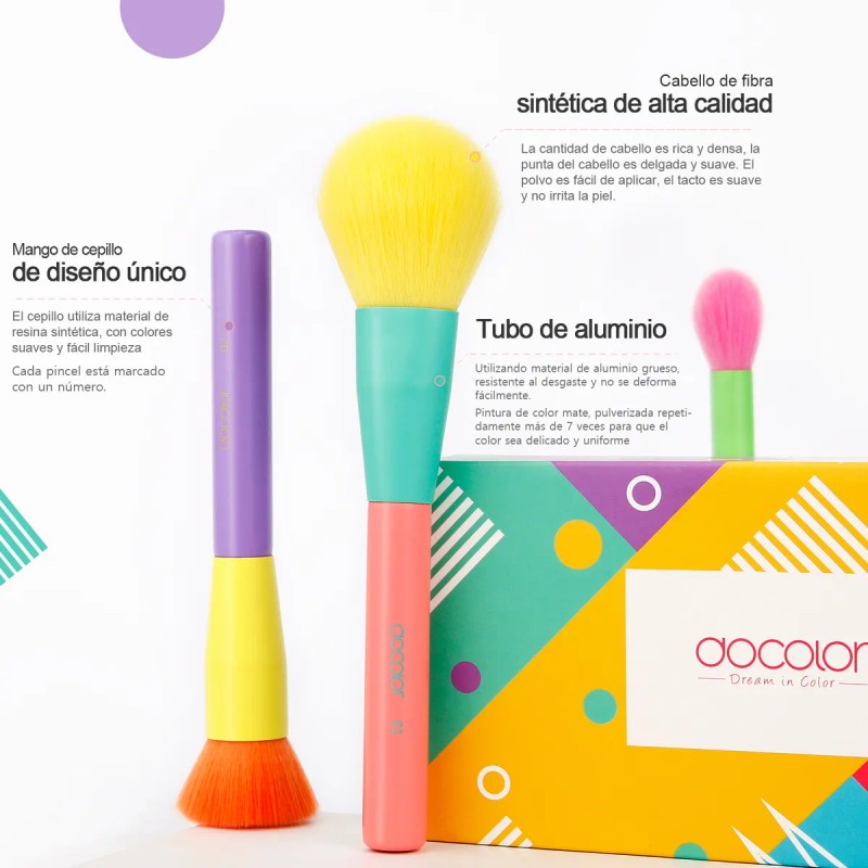 Brochas De Maquillaje Docolor Oficial, Juego De 15 Piezas