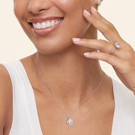 KRKCLIFE Moissanite Necklace for Women, 3CT Diamond Pendant Necklace in 18K White Gold, Round-cut Lab Grown Diamond, S925 D Color VVS1 Adjustable 18+2 inches Chain Jewelry for Sweetheart Mom Wife