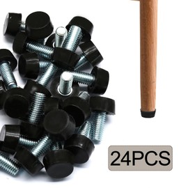Jiozermi 24 Pcs Furniture Levelers M6 x 18.8mm Table Leg Levelers, Levelling Foot Screw on Furniture Adjuster Mini Adjustable Feet for Furniture Legs Patio Furniture Feet - Black
