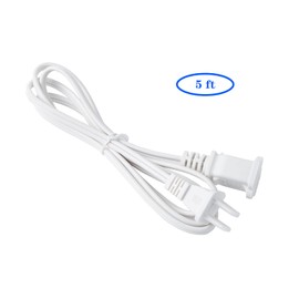 5FT Power Cable 2 Prong, AC Outlet Polarized Extension Cord, US Indoor Male Female Power Extension Cable, White