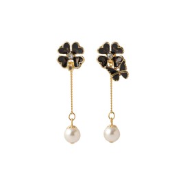 Anna Sui SAMA1494 XD Clover & Butterfly Motif Earrings, Metal, No Gemstone