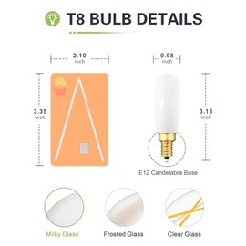E12 LED Light Bulbs 25 Watt Equivalent, 2W Candelabra Dimmable Edison Bulbs, 2700K Warm White Milky T6 LED Bulbs for Chandelier Ceiling Fan 200LM, Vintage T25 Tubular Small Filament Bulbs, 3 Pack