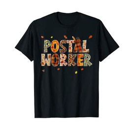Funny Postal Worker Pumpkin Autumn Tree Fall Leaves T-Shirt
