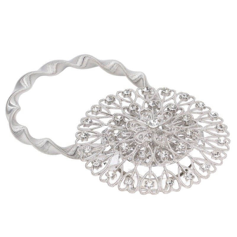 2Pcs Magnetic Curtain Tiebacks Stainless Steel Sparkling Crystal Flower Curtain