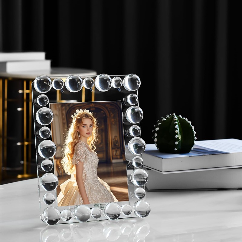 Marvala Clear Bubble Crystal Picture Frames 5x7Inch, Photo Frame with