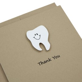 Tooth Thank You Card Kraft Brown | Handmade Greeting Card for Dentists | Tooth with Smile | matching Envelope
