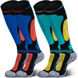 Merino Wool Ski Socks, Cold Weather Knee-High Thermal Socks for Winter, Snow, Snowboarding, Hiking