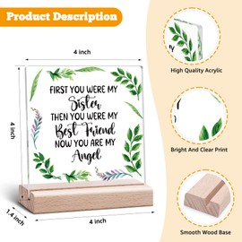 Memorial Gift for Loss of Sister Memorial Acrylic Plaque Bereavement Gifts for Loss of Sister Remembrance Clear Desk Decorative Condolence Present Acrylic Plaque with Wooden Stand Desk Decor