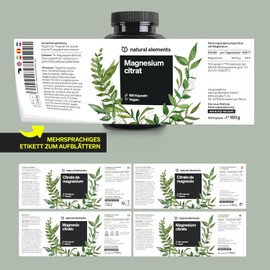 Premium Magnesium Citrate, 2250 mg of which 360 mg Elementary Magnesium Per Daily Dose, Laboratory Tested and Without Additives such as Magnesium Stearate, High Dose, Vegan and Made in Germany