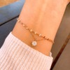 18k rose gold two-line bracelet shining cutting chain layered silver