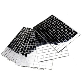 Micro Trader Self-Adhesive Real Glass Craft Mini Square Round Mirrors Mosaic Tiles