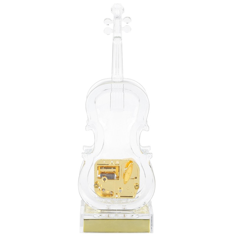 Cello Shaped Music Box with LED Lights Transparent Musical Box