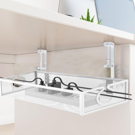 Under Desk Cable Management Tray,Multifunctional Desk Cord Organizer | Metal Mesh Table Accessories, Reusable Cable Management for Home, Studio