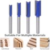 Wolfride 4pcs Straight Cut Router Bits 1/4-Inch Shank Double Flute