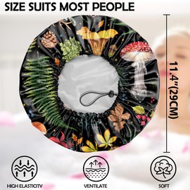Zewurtuw Kid Small Shower Cap Adjustable Reusable Double Waterproof Layer Elastic Hair Bath Cap Cute Aesthetic-Mushrooms