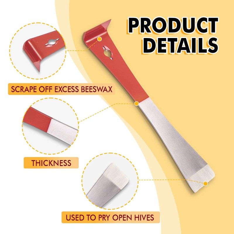2 PCS Stainless Steel Beekeeping Hive Tool, Steel J Hook
