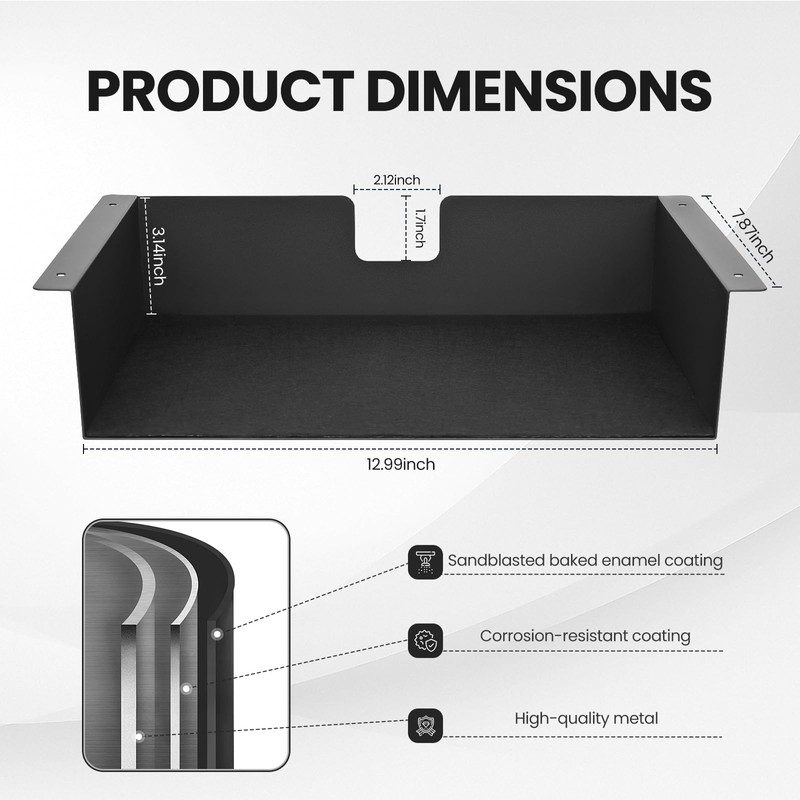 2 Pack Under Desk Shelf - 13 Inch Under Desk