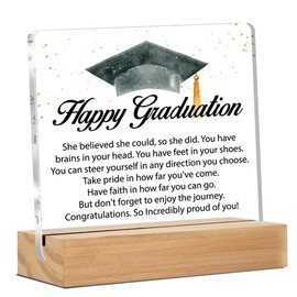 Inspirational Graduation Gifts for Her 2025, Happy Graduation She Believed She Could So She Did Clear Desk Decorative Sign for Home Decor