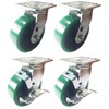 4 Heavy Duty Caster Set Polyurethane on Cast Iron Wheels