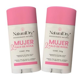 NaturalDry - ARTESANAL - Pack de 2 desodorantes Naturales para Mujer - Aroma Natural Palo de Rosa - No obstruye los poros - Hidrata tu piel - SIN ALUMINIO - Elimina el mal olor - Barra para axilas