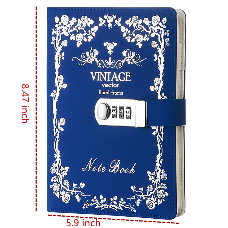 JunShop Lock Journal Diary Digital Password Notebook Leather Binder Diary
