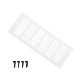 PATIKIL 10 x 4 Inch Door Air Vent Cover, 1 Pcs Heavy Duty Aluminum Grille Ventilation Cover Louvered with Mounting Screws for Cabinet Wardrobe Door, Silver