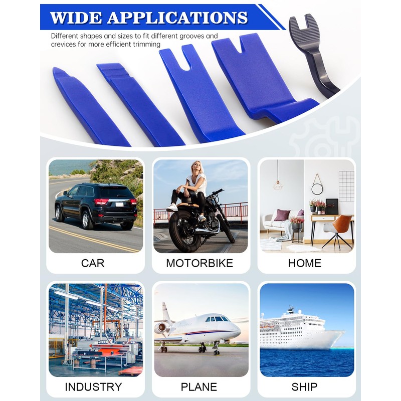 Poraxy 19Pcs Trim Removal Tool, Car Panel Dashboard Door Audio