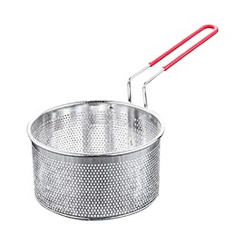 DASNTERED Frying Basket with Handle, Fried Basket Long Handle Universal Stainless Steel For Pot Round Food Strainer Basket