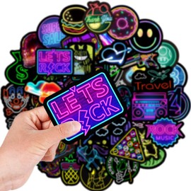 MARSFORCE Neon Graffiti Stickers Set, Waterproof Vinyl Decals for Travel Luggage Suitcase Laptop Water Bottle Skateboard Scooter Bike Car Helmet Guitar Scrapbook Card Phone Pad [50 PCS]