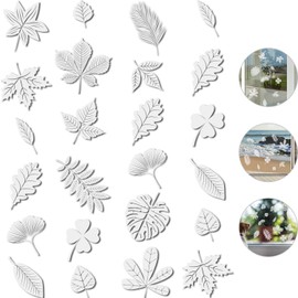 32 Pieces Large Size Anti-Collision Window Clings Assorted Leaf Shapes Stickers Transparent Alert Bird Window Decal Prevent People and Bird Strikes on Window Glass