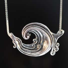 Wave Necklace Silver Wave Jewelry Rip Curl Wave Pendant Wave Jewelry Boho Necklace Ocean Jewelry Beach Jewelry Silver Necklace