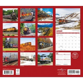 Carousel Calendars, Railroading 2026 Wall Calendar, 12'' X 12'', 16-Month Calendar with Stapled Binding