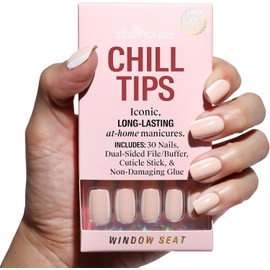 Chillhouse - Kit de uñas Chill Tips, para presionar - Asiento de ventana (cuadrado) - 30 formas y tamaños de uñas - Hasta 2 semanas de uso - Ajuste personalizable - Reutilizable - Fundado por latinas