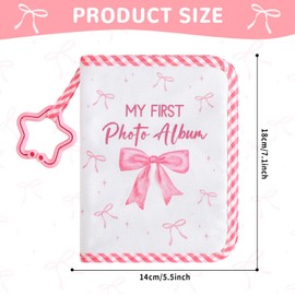 Baby's My First Family Album Soft Photo Cloth Book Pink Bow My First Book of Photos Coquette Bow Baby Memory Album Gift Holds 4x6 Pictures for Babies Newborn Toddler & Kids Baby Shower