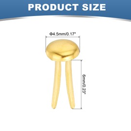 PATIKIL 1000 PCS Paper Brass Fasteners Split Pins Pastel Mini Metal Brads Round Head Plated Fastener for Craft Art Scrapbooking DIY Supplies, Gold Tone, 4.5 x 8 mm