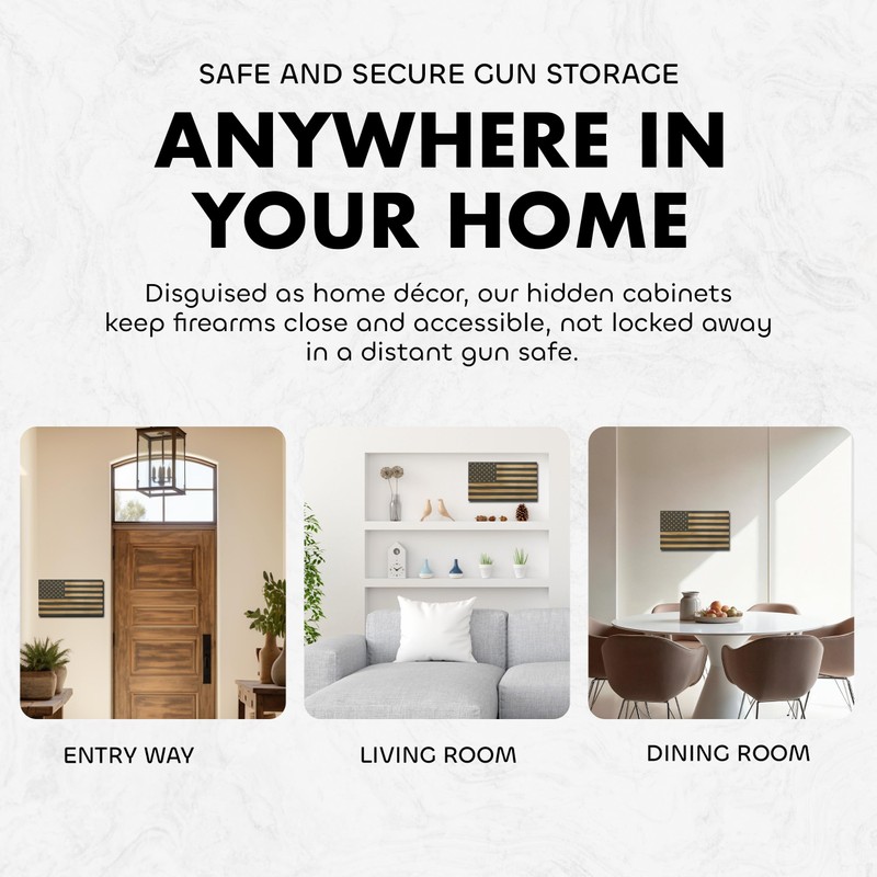 American Flag Hidden Gun Safe - Quick Access Hidden Gun