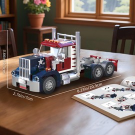 Xbert American Semi Truck Toy Building Block Set,Truck and Trailer Building Toys,Heavy Equipment Transporter Car Collection Model, Birthday Gift for Adults and Boys Age 8-12(269PCS)