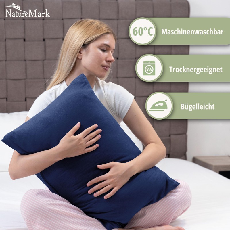 NatureMark Pack of 2 Jersey Cushion Covers, Side Sleeper Pillows,