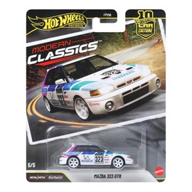 Hot Wheels Premium Car Culture - Mazda 323 GTR, modellino da Collezione in Scala 1:64 con Telaio in Metallo e Pneumatici Real Riders, Decorazioni Premium e Dettagli realistici, 3+ Anni, JKF17